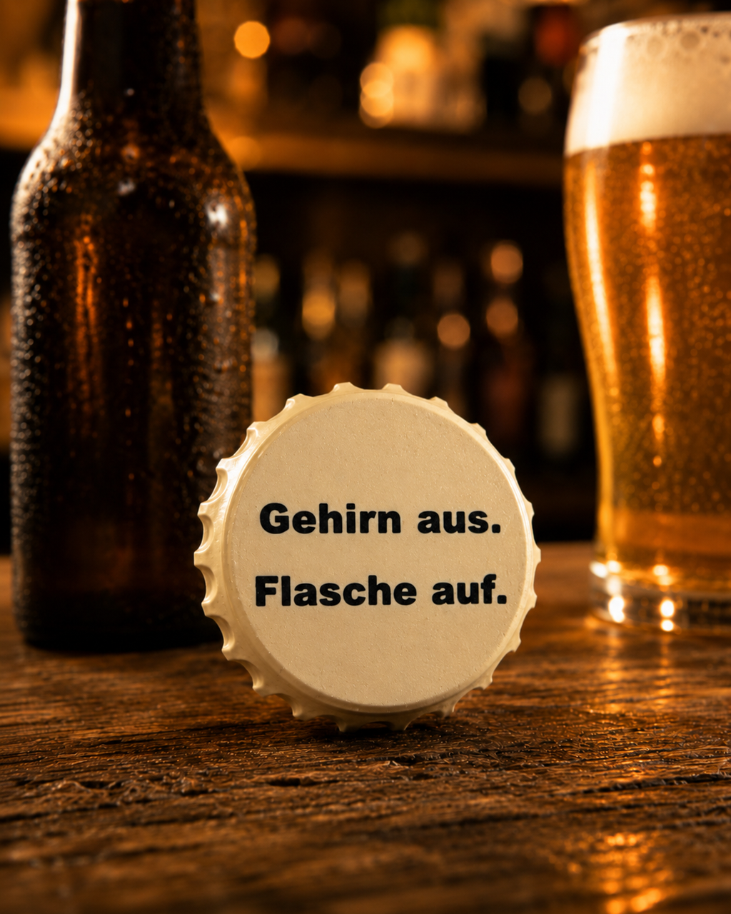 Magnet-Flaschenöffner „Feierabend“ – 2-in-1 Kronkorken-Design