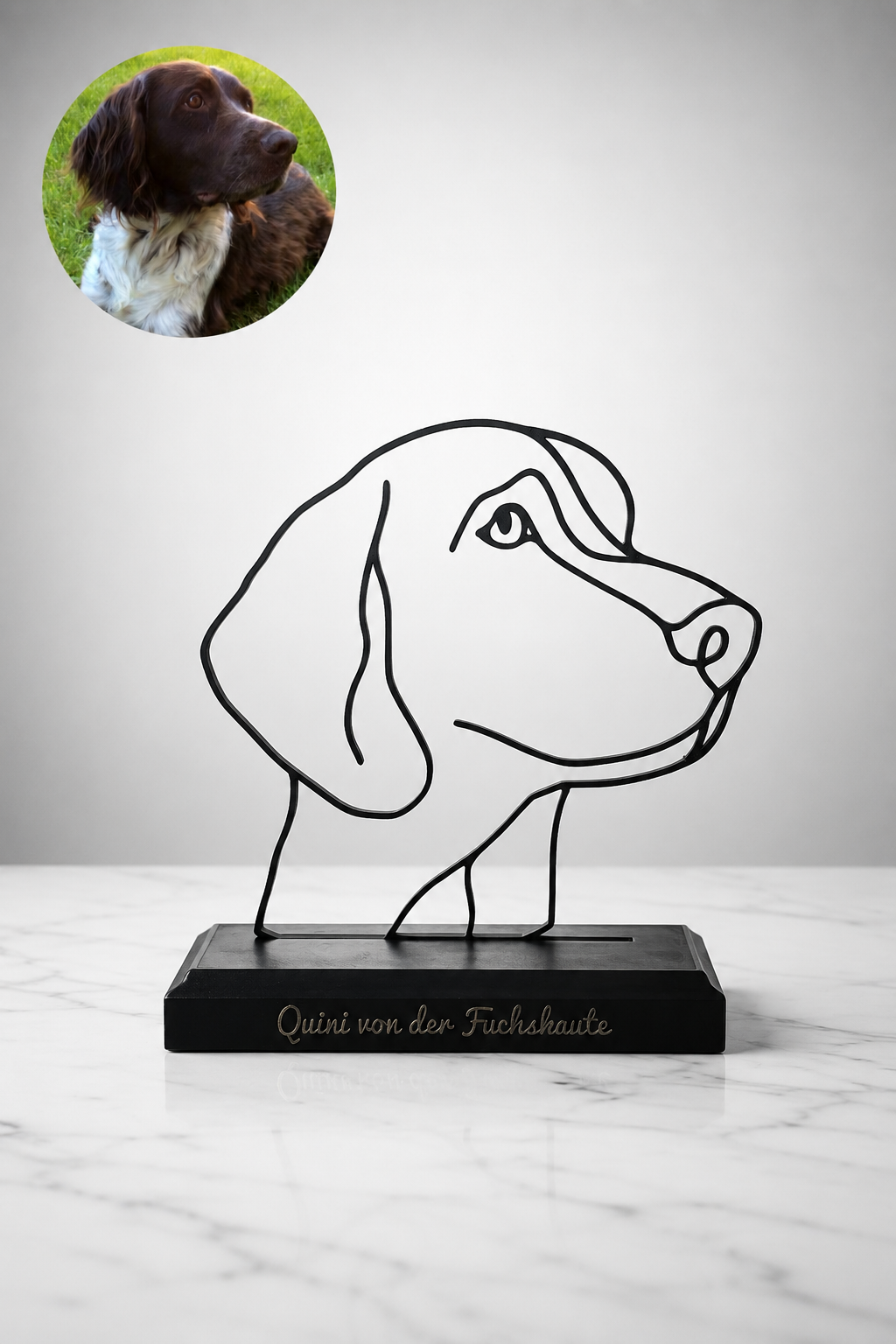 Personalisierte Hundeskulptur-minimalistisches Bild mit oder ohne Name, individuelles Hundeportrait, Geschenk für Hundbesitzer