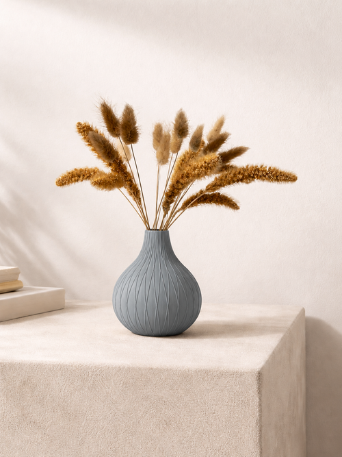3D-Gedruckte Design-Vase „Sable“ – Organische Form & Edle Textur