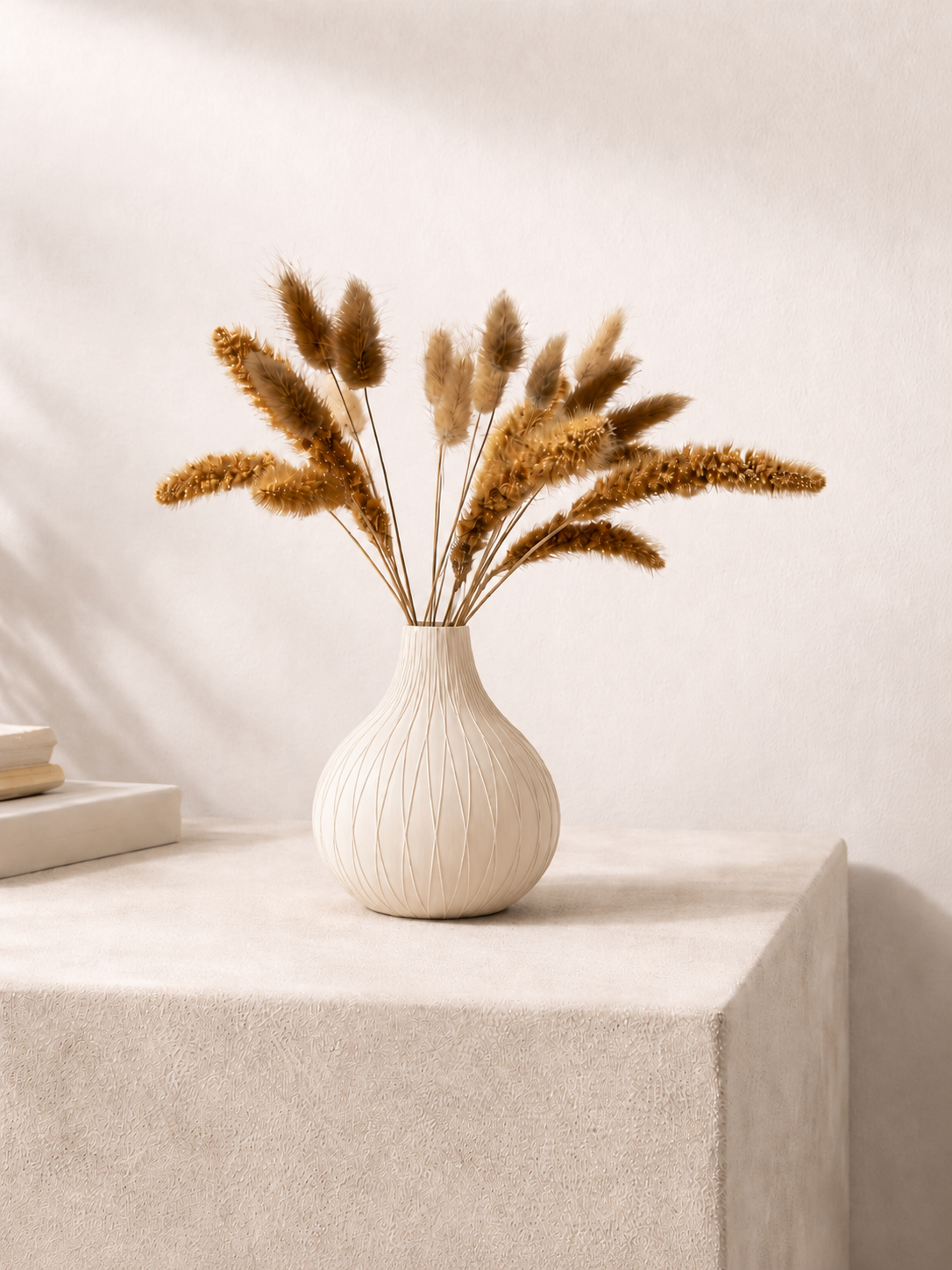 3D-Gedruckte Design-Vase „Sable“ – Organische Form & Edle Textur
