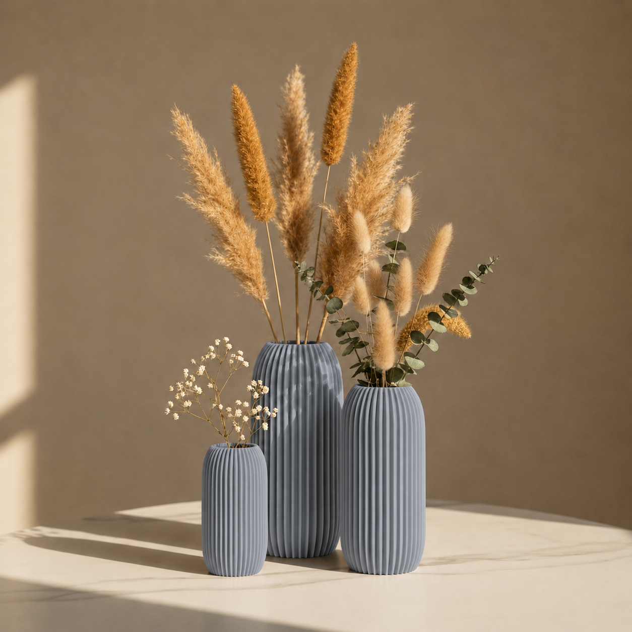 3D-Gedruckte Design-Vase „Talliné“ – Minimalistisches Rillen-Design
