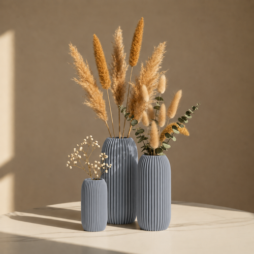 3D-Gedruckte Design-Vase „Talliné“ – Minimalistisches Rillen-Design