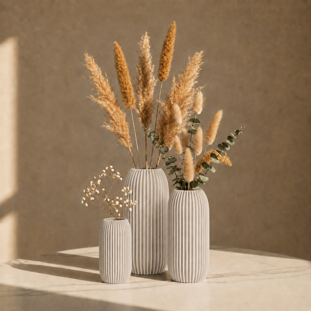3D-Gedruckte Design-Vase „Talliné“ – Minimalistisches Rillen-Design