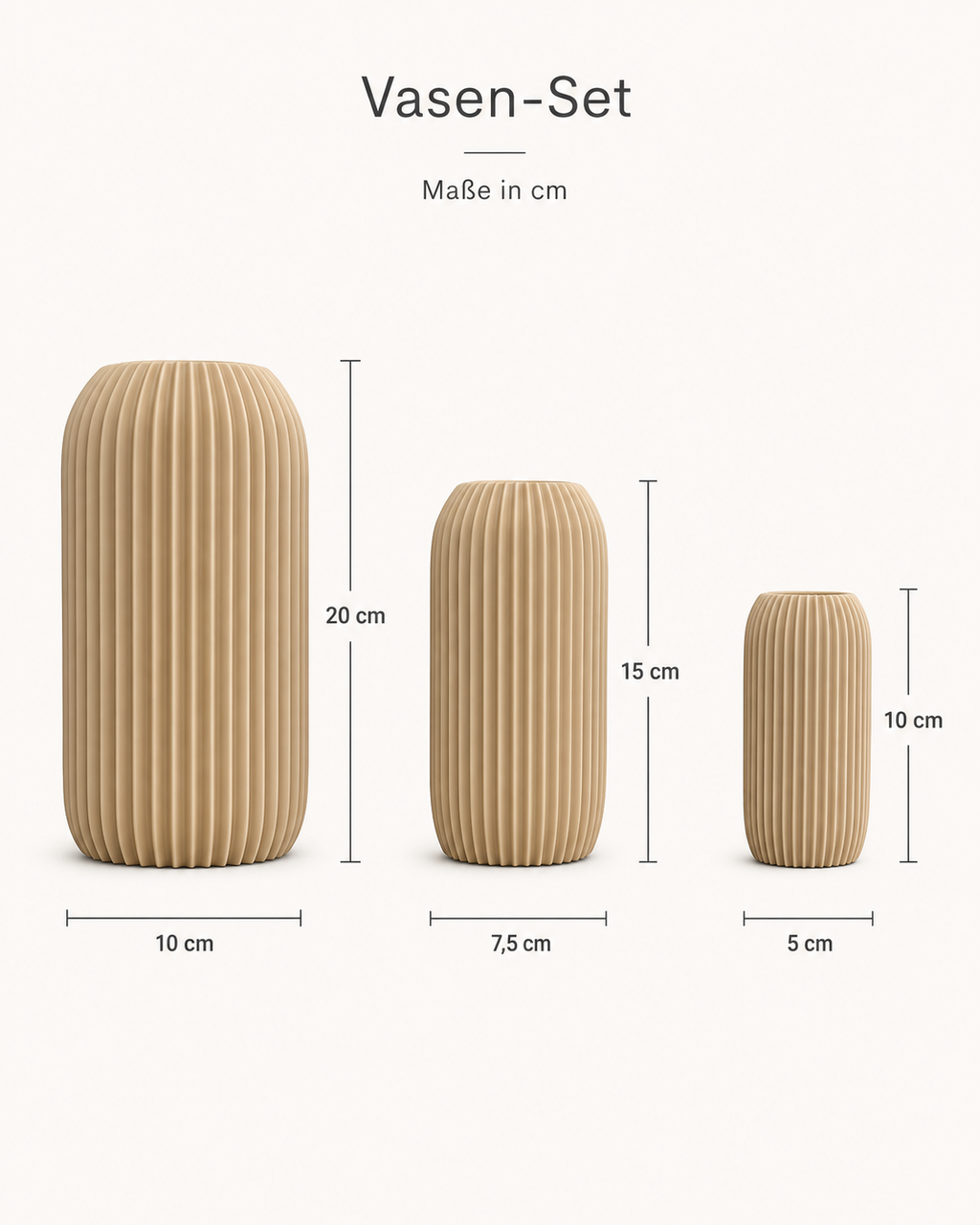 3D-Gedruckte Design-Vase „Talliné“ – Minimalistisches Rillen-Design